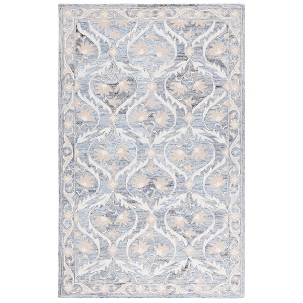 Blossom 9 ft. x 12 ft. Blue/Ivory Geometric Abstract Area Rug