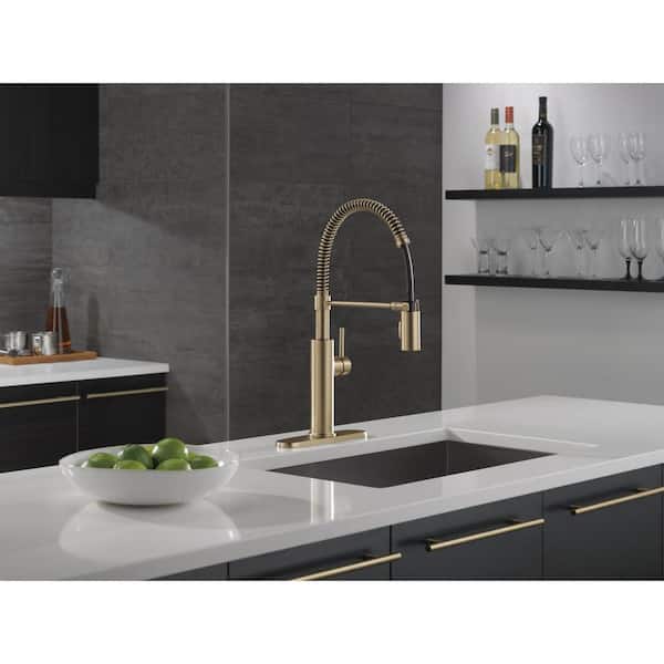 Delta Antoni Gold Single Handle Pull Down Sprayer Kitchen Faucet