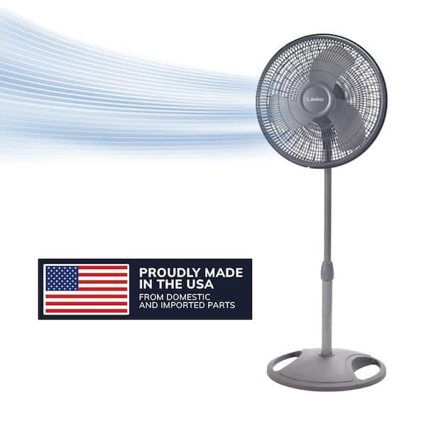 16 in. 3 Speed Oscillating Pedestal Fan with Adjustable Height, Easy Assembly, and Quiet Cooling for Any Room in Gray