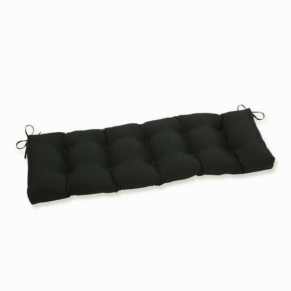 Pillow Perfect Solid Rectangular Outdoor Bench Cushion in Black