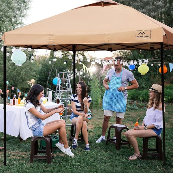 Cesicia Outdoor Portable 10 ft. x 10 ft. Khaki Waterproof Pop-Up Canopy with Adjustable Legs