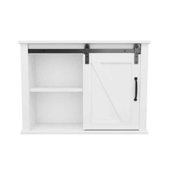 Whatseaso 27.16 in. W x 7.80 in. D x 19.68 in. H MDF White Bathroom Storage Wall Cabinet with 2-Adjustable Shelves