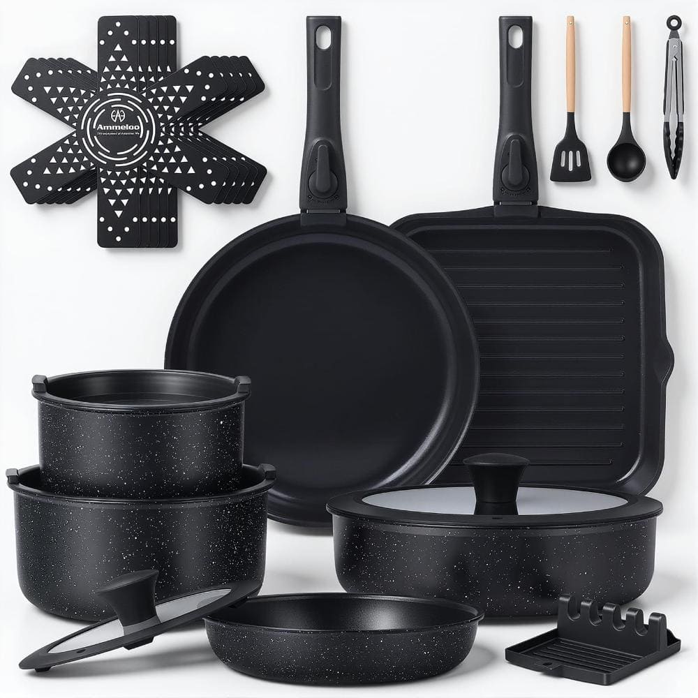 21Pcs Nonstick Cookware Set:Detachable Handle:Induction Compatible:Dishwasher Safe price history on PriceWatchPro