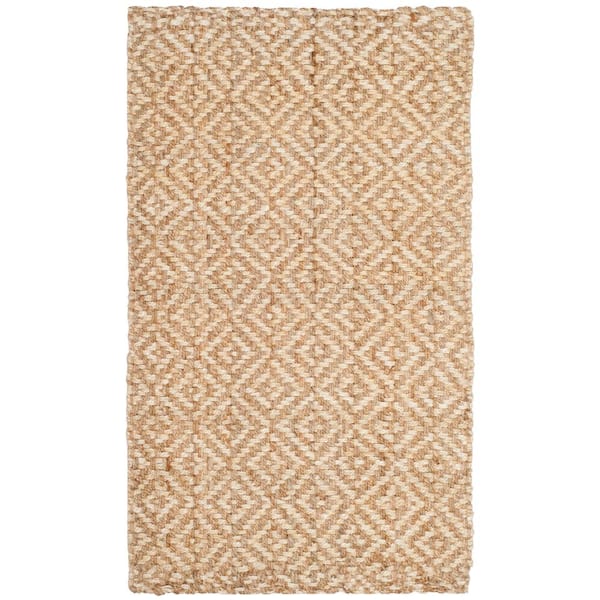 SAFAVIEH Natural Fiber Ivory/Beige Doormat 3 ft. x 5 ft. Geometric Area Rug