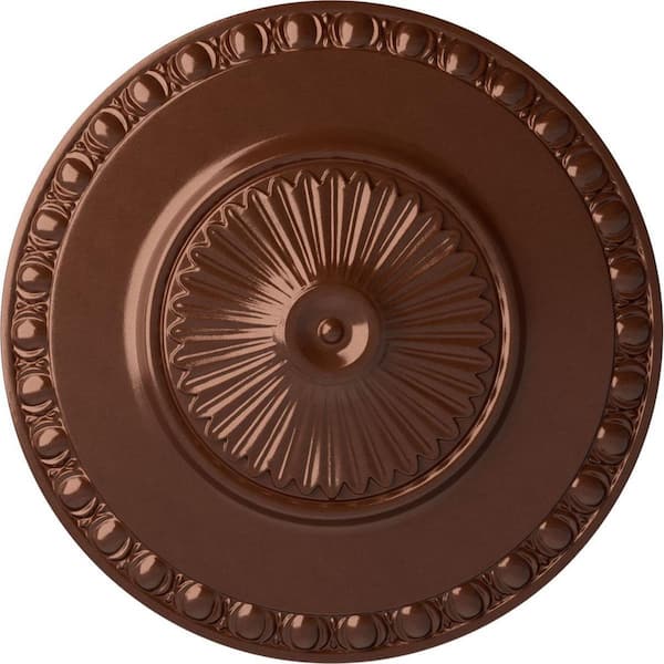 Ekena Millwork 23-1/2 in. x 3-1/4 in. Lyon Urethane Ceiling Medallion (Fits Canopies upto 3-5/8 in.), Copper Penny