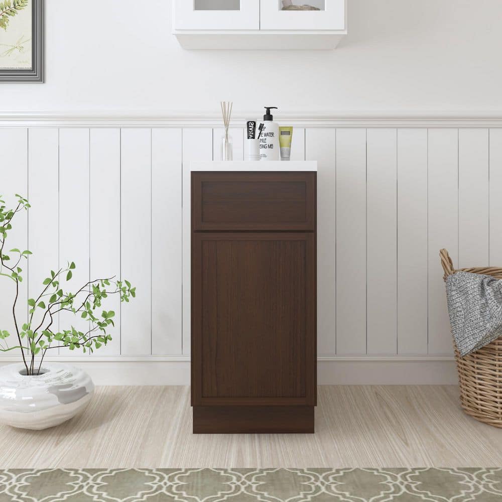 15 in. W x 21 in. D x 32.5 in. H 1-Drawer Bath Vanity Cabinet Only in Brown (Unassembled) price history on PriceWatchPro