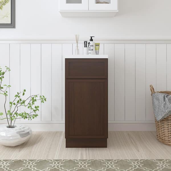 Vanity Art 15 in. W x 21 in. D x 32.5 in. H 1-Drawer Bath Vanity Cabinet Only in Brown (Unassembled)