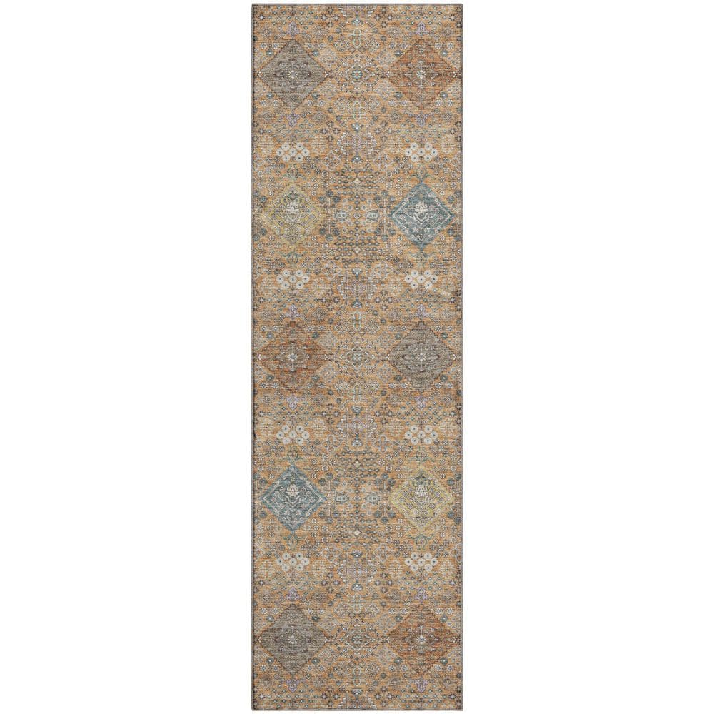 Mayfield Premium Machine Washable Abstract AMF2440 Copper 2 ft. x 7 ft. Runner Rug price history on PriceWatchPro