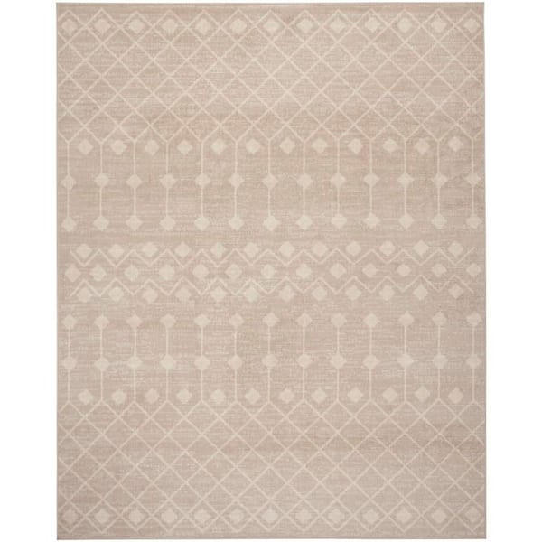 Nourison Grafix Beige 5 ft. x 7 ft. Trellis Transitional Area Rug