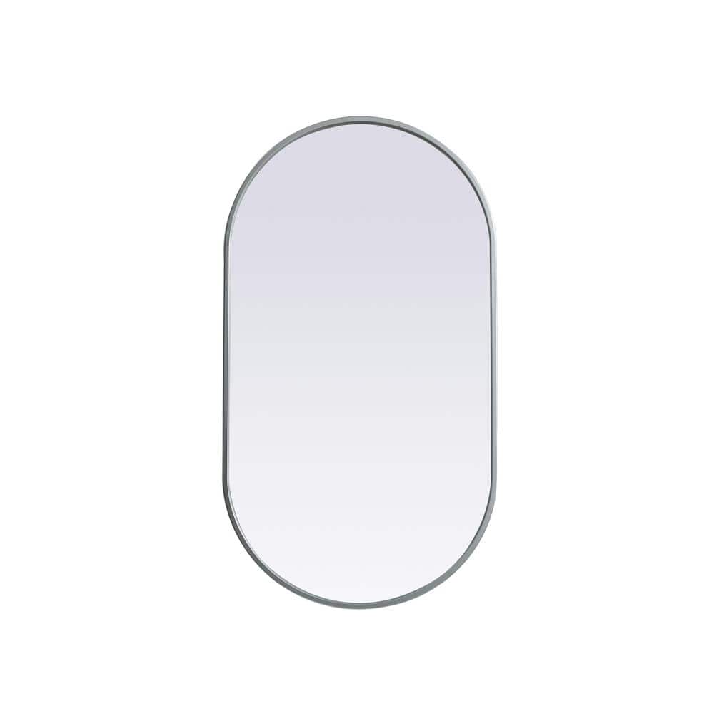 Simply Living 20 in. W x 36 in. H Oval Metal Framed Silver Mirror