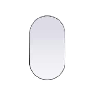 Simply Living 20 in. W x 36 in. H Oval Metal Framed Silver Mirror