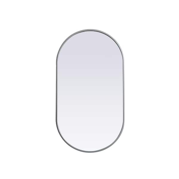 Unbranded Simply Living 20 in. W x 36 in. H Oval Metal Framed Silver Mirror