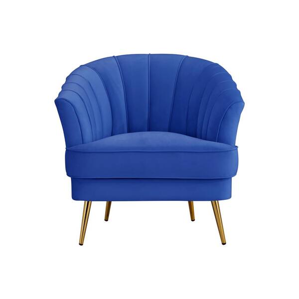 Boyel Living Barrel Velvt Blue with 4-Wood Leg Armrest Chair