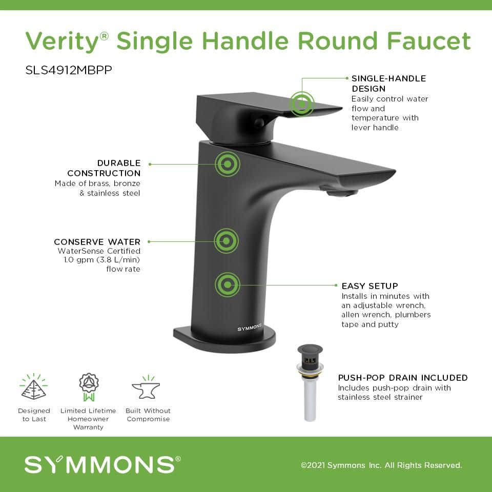 Matte Black Solid Brass Single-Handle Bathroom Faucet with Push Pop Drain