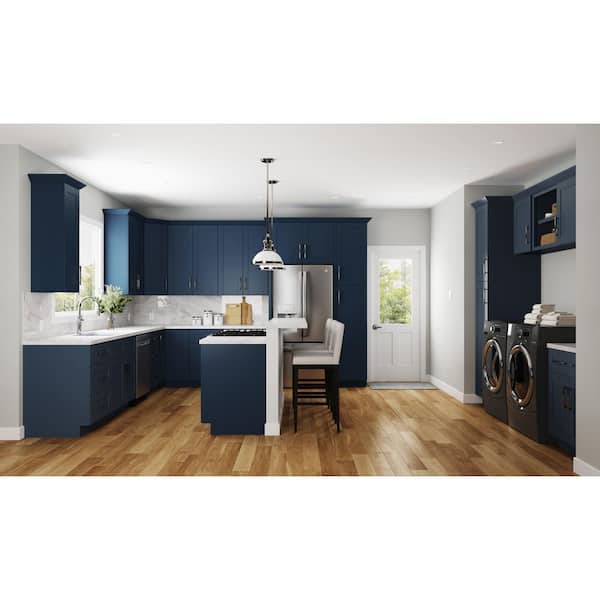 Richmond Valencia Blue Plywood Shaker Assembled Kitchen Cabinet Refrigerator End Panel 24 in W x 1.5 in D x 90 in H
