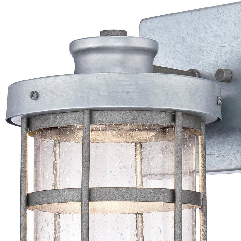 Galvanized Steel Silver LED Wall Lantern Fixture with Clear Glass
