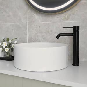16 in. Symmetry Ceramic Circular Vessel Bathroom Sink in White, Faucet and Overflow Not Included