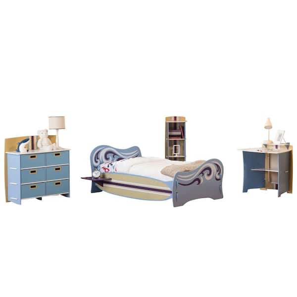 RST Brands Legare Surfer Twin Bedroom Set in Blue and White
