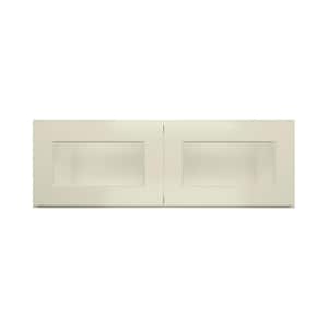 36 in. W x 12 in. D x 12 in. H in Antique White Ready to Assemble Wall Kitchen Cabinet with No Glasses