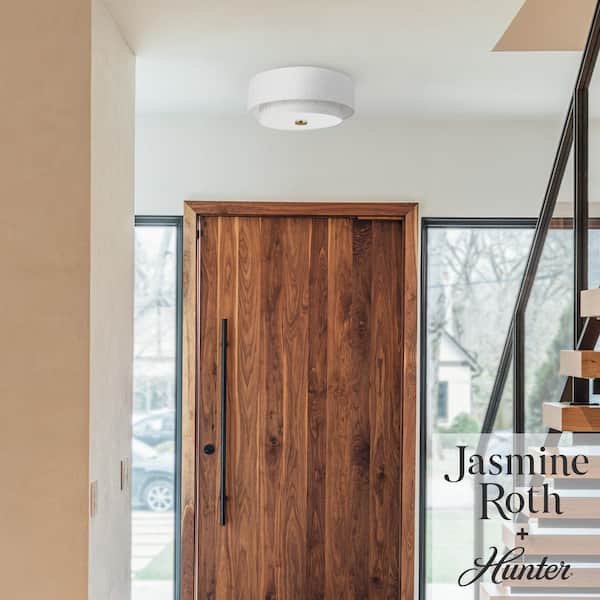 Hunter Fan Company - Hunter Brookside 13.25 In 2 Light Luxe Gold Drum Flush Mount Lighting for Hallway