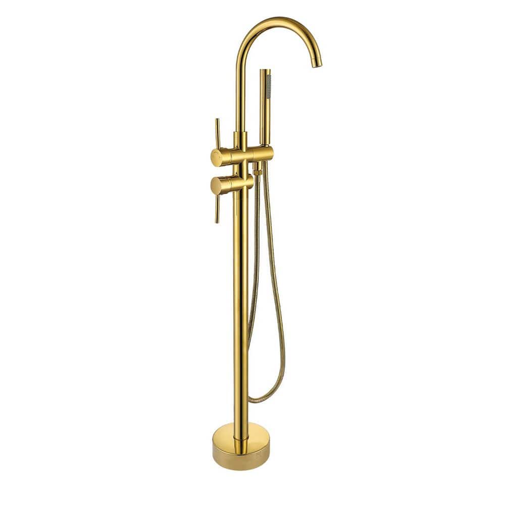 2-Handle Floor Mounted Residentail Freestanding Tub Faucet with Hand Shower in. Titanium Gold price history on PriceWatchPro