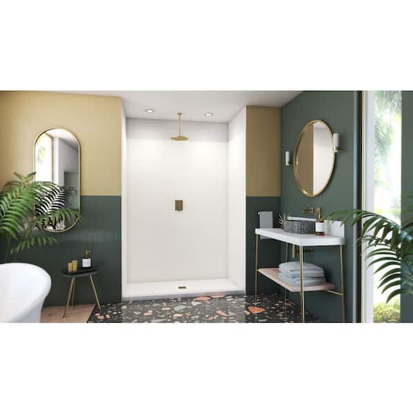Swan 36 in. x 60 in. x 72 in. 3-piece Easy Up Adhesive Alcove Shower Surround in White