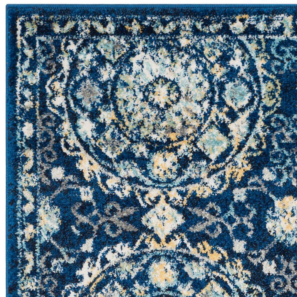 Navy and Ivory High Pile Synthetic Area Rug