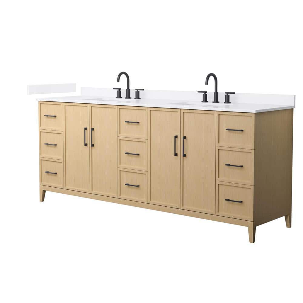 Elan 84 in. W x 22 in. D x 35 in. H Double Bath Vanity in White Oak with White Quartz Top price history on PriceWatchPro
