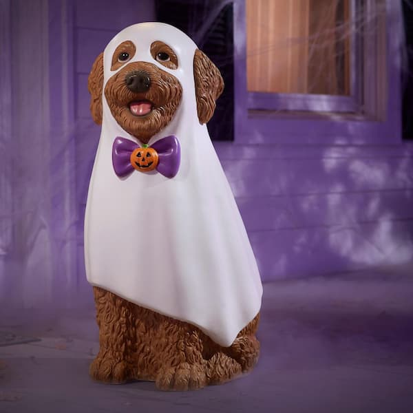 2.5 ft Halloween Classics Hand-Painted Goldendoodle Ghost Greeter