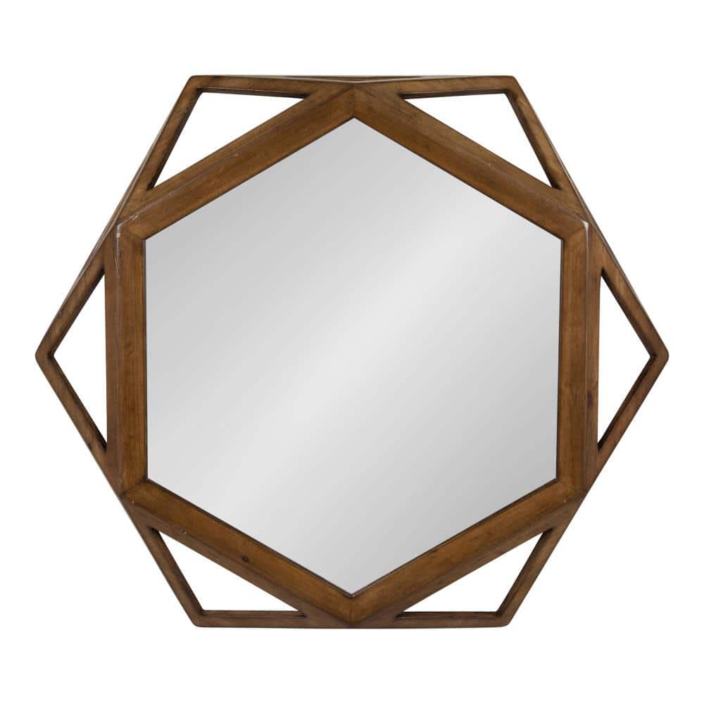 Hexagon Full Length Wood Framed Wall Mirror