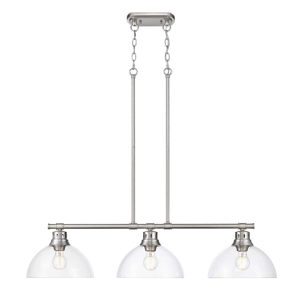 Duncan 300-Watt 3 Light Pewter Island Pendant Light with Clear Glass Shade, No Bulbs Included price history on PriceWatchPro