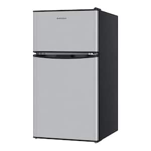 JEREMY CASS 19.68 in. 3.2 cu. ft. 2-Door Mini Refrigerator in Silver ...