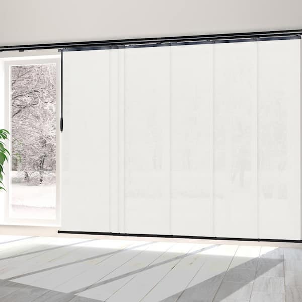 EMOH Dove 110 in.- 153 in. W x 116 in. L Adjustable 7-Panel Black Single Rail Panel Track with 23.5 in. Slates