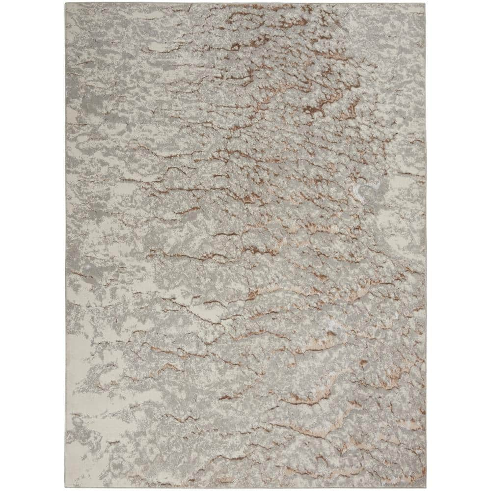 Inspire Me! Home Decor Metallic Grey Mocha 6 ft. x 9 ft. Abstract Contemporary Area Rug