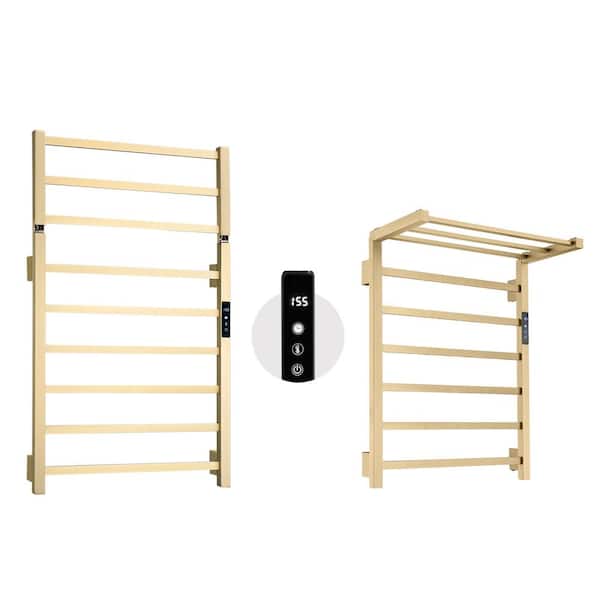 Cesicia Durable 6-Bar Screw-In Plug-In and Hardwire Towel Warmer in Brushed Gold with Carbon Fiber Heating Technology