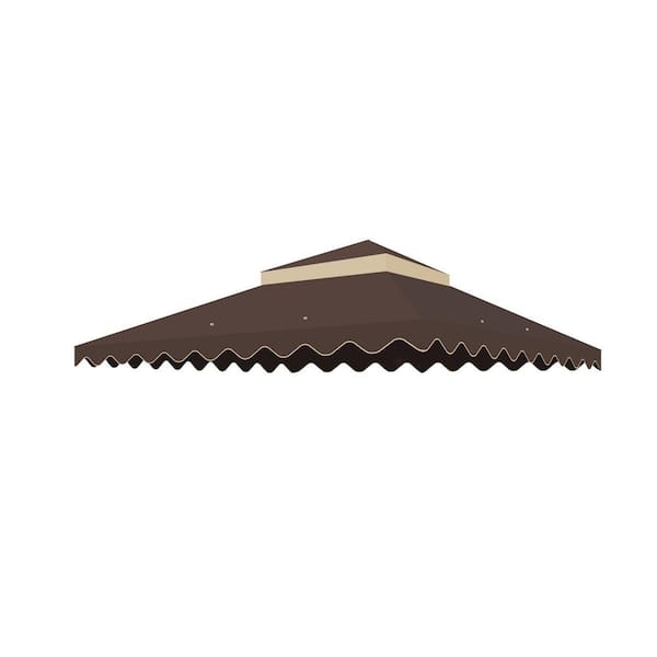 10 ft. x 10 ft. Outdoor Patio Gazebo Accessories Replacement Canopy, Double Tiered (Only Roof) in Brown