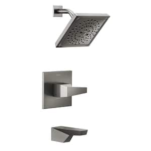 Trillian 1-Handle Wall Mount Tub and Shower Trim Kit in Lumicoat Black Stainless (Valve Not Included)
