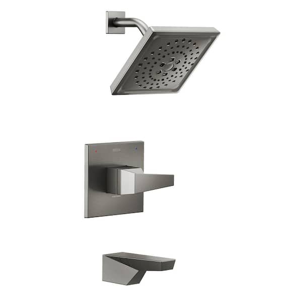 Delta Trillian 1-Handle Wall Mount Tub and Shower Trim Kit in Lumicoat Black Stainless (Valve Not Included)