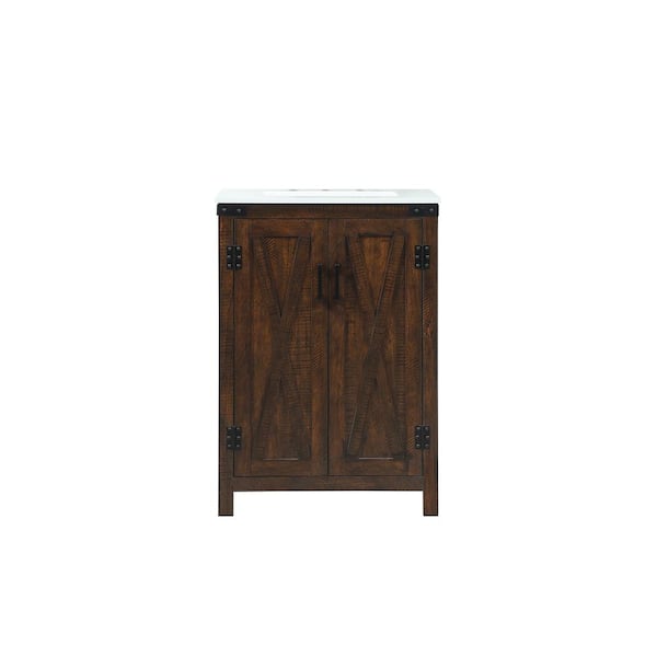 Unbranded Timeless Home 24 in. W x 19 in. D x 34 in. H Bath Vanity in Expresso with Ivory White Engineered Stone Top