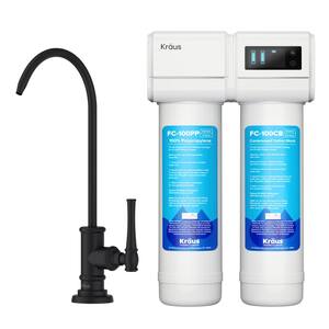 Purita 2-Stage Under-Sink Filtration System with Allyn Single Handle Drinking Water Filter Faucet in Matte Black