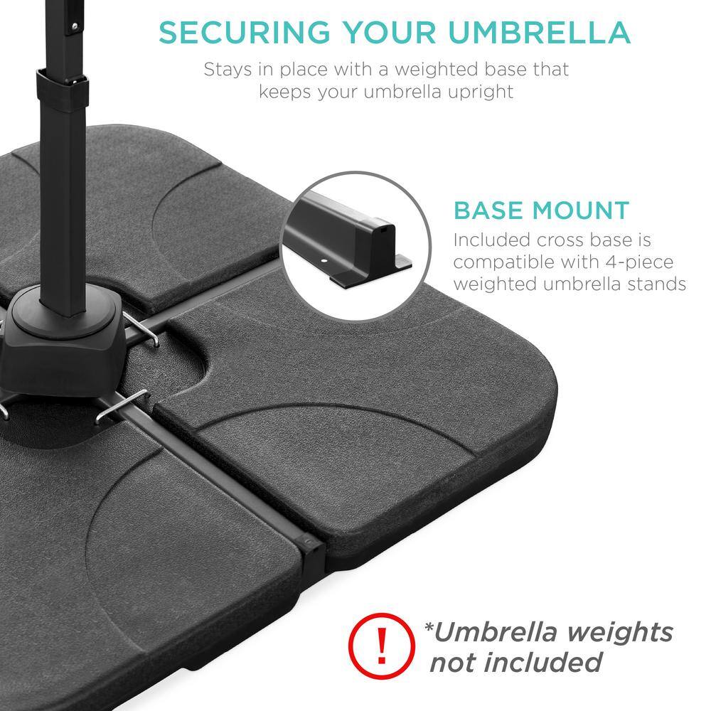 10ft Black Steel and Aluminum LED Cantilever Patio Umbrella