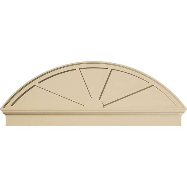 Ekena Millwork 58-in W x 21-3/8-in H x 2-3/4-in P Segment Arch 4-SpokeSignature Urethane Combination Pediment, Primed Tan