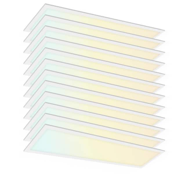 12-PACK 1 ft. x 4 ft. 4400 Lumens Dimmable White CCT and Wattage Selectable Integrated LED Back-Lit Flat Panel-Light