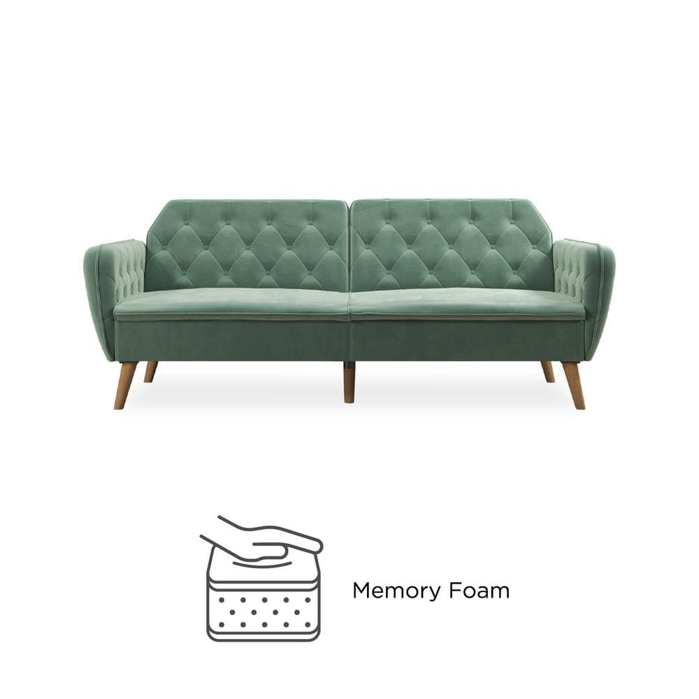 Tallulah Light Green Velvet Memory Foam Sleeper Sofa