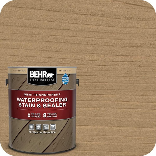 BEHR PREMIUM 1 gal. #ST-127 Beach Beige Semi-Transparent Waterproofing Exterior Wood Stain and Sealer