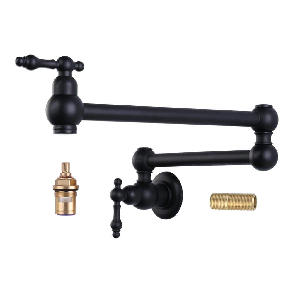 ALEASHA Wall Mounted Pot Filler Only For Cold in Matte Black AL1A11B