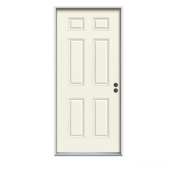 JELD-WEN 32 in. x 80 in. 6-Panel Primed Steel Prehung Left-Hand Inswing Front Door