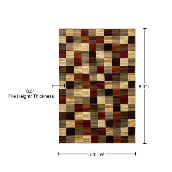 Unique Loom Barista 8 ft Square Multi Abstract, Geometric Area Rug