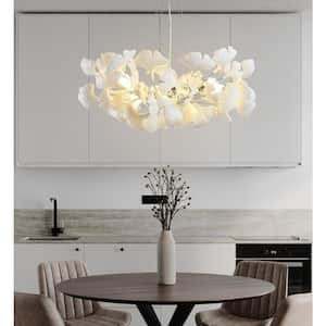 6 Light Silver Chandelier, Luxury Ginkgo Branch Chandelier for Living Room, Dining Room, Foyer, Kitchen Island-L31 in.