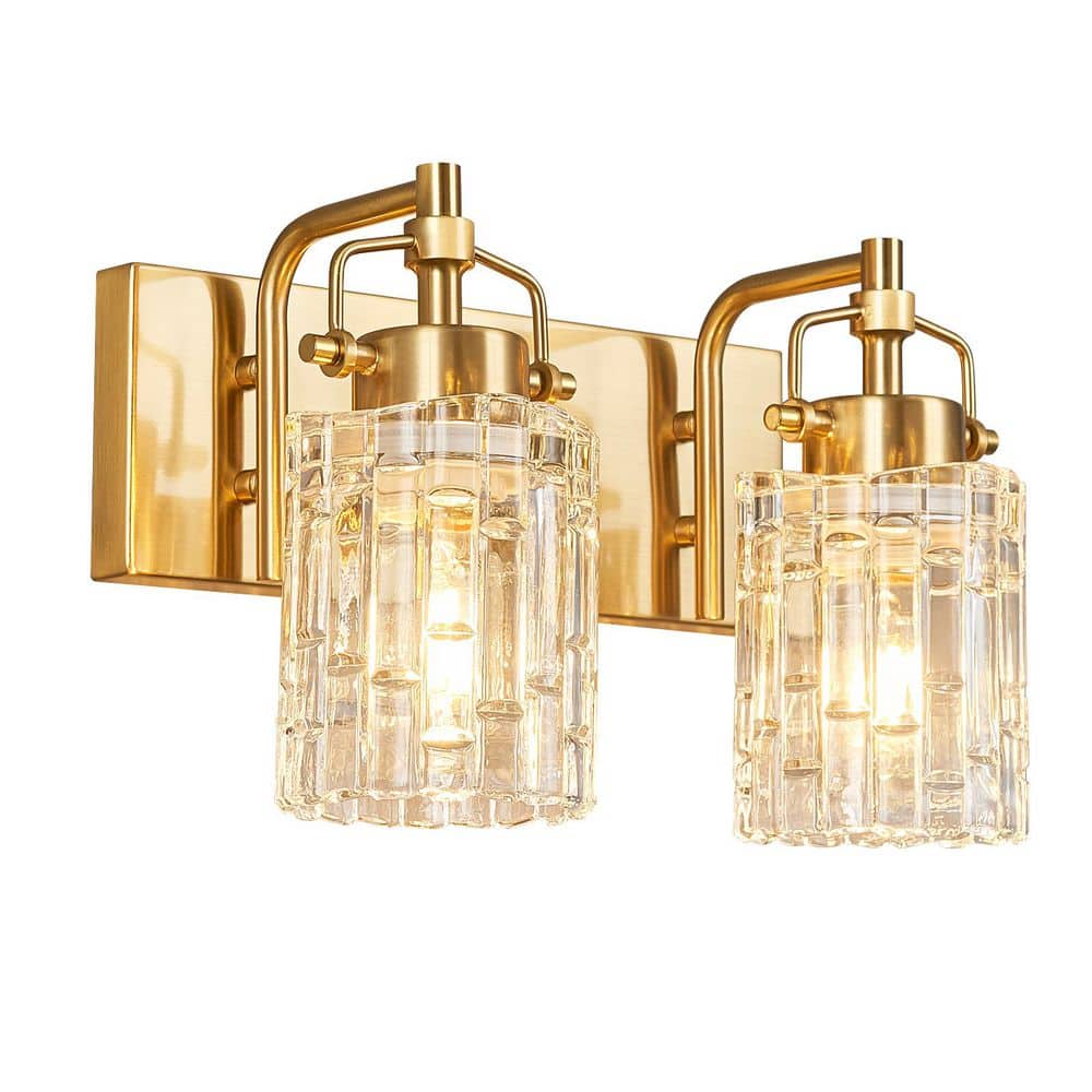 Home Lighting 11.81 in. 2-Light Gold Modern Vanity Light with Crystal Glass Shade Bathroom Light Fixture (JW-4132) price history on PriceWatchPro